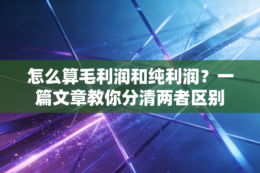 怎么算毛利润和纯利润？一篇文章教你分清两者区别