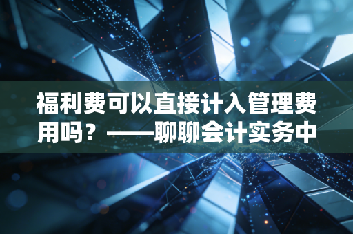 福利费可以直接计入管理费用吗?——聊聊会计实务中的懒人做法与职业判断