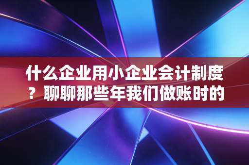 什么企业用小企业会计制度？聊聊那些年我们做账时的爱恨情仇与实务选择