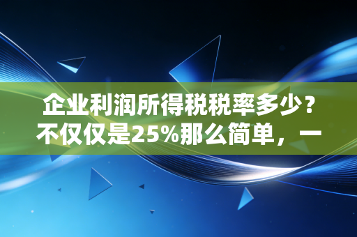 企业利润所得税税率多少？不仅仅是25%那么简单，一位老会计的掏心窝子话