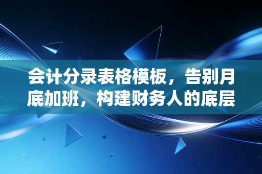 会计分录表格模板，告别月底加班，构建财务人的底层操作系统
