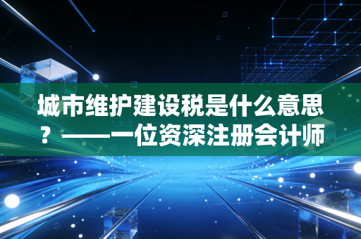 城市维护建设税是什么意思？——一位资深注册会计师眼中的城市美容师与纳税实务