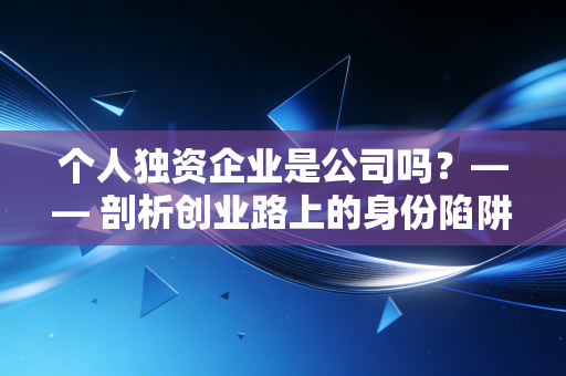 个人独资企业是公司吗？—— 剖析创业路上的身份陷阱与税务玄机