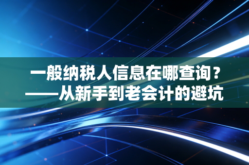 一般纳税人信息在哪查询？——从新手到老会计的避坑指南与深度思考