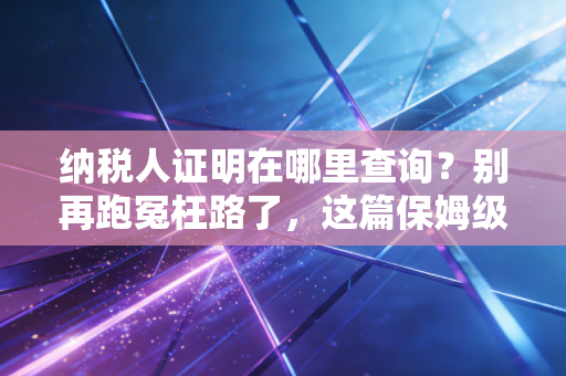 纳税人证明在哪里查询？别再跑冤枉路了，这篇保姆级教程请收好