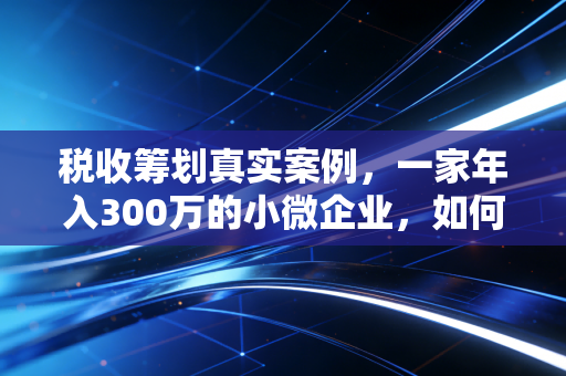 税收筹划真实案例，一家年入300万的小微企业，如何通过合规调整，合法合规多赚一辆宝马？