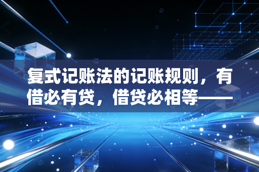 复式记账法的记账规则，有借必有贷，借贷必相等——透视商业资金流动的底层逻辑