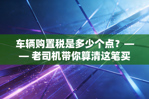 车辆购置税是多少个点?—— 老司机带你算清这笔买车必交钱