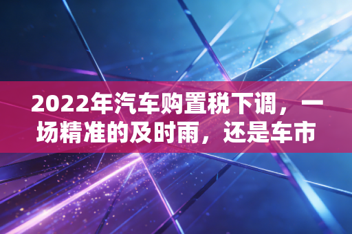 2022年汽车购置税下调，一场精准的及时雨，还是车市的强心剂？