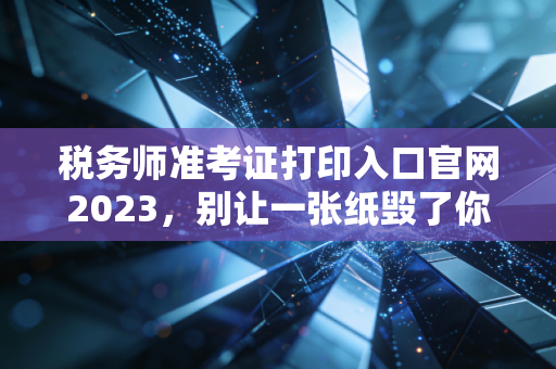 税务师准考证打印入口官网2023，别让一张纸毁了你的备考心血