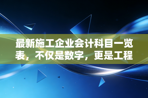 最新施工企业会计科目一览表，不仅是数字，更是工程行业的生命线