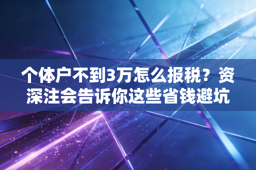 个体户不到3万怎么报税?资深注会告诉你这些省钱避坑的实操干货