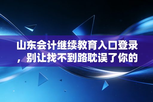山东会计继续教育入口登录,别让找不到路耽误了你的职业前程