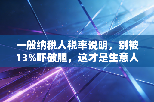 一般纳税人税率说明，别被13%吓破胆，这才是生意人该懂的税务逻辑