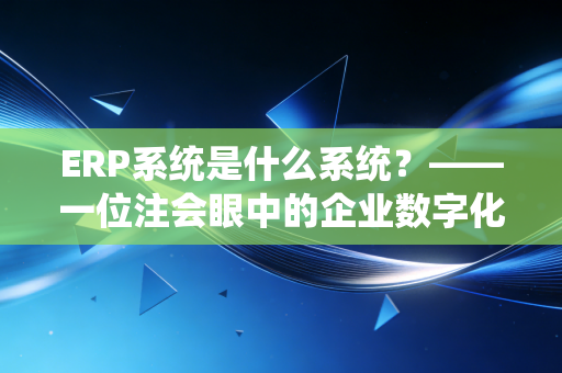 ERP系统是什么系统？——一位注会眼中的企业数字化神经中枢与财务变革