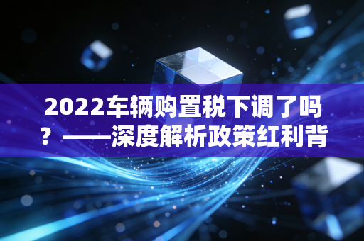 2022车辆购置税下调了吗？——深度解析政策红利背后的经济账与购车避坑指南