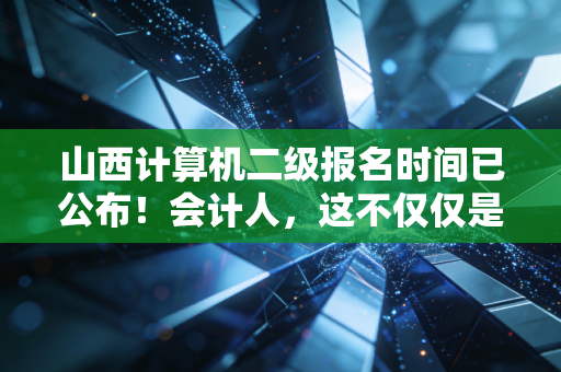 山西计算机二级报名时间已公布!会计人,这不仅仅是一张证书,更是你职场生存的Excel外挂