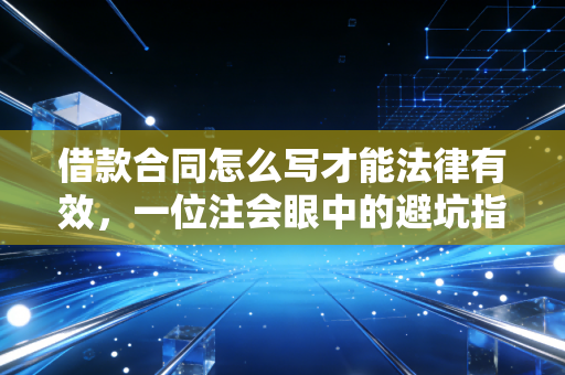 借款合同怎么写才能法律有效,一位注会眼中的避坑指南