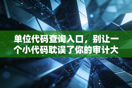 单位代码查询入口，别让一个小代码耽误了你的审计大业