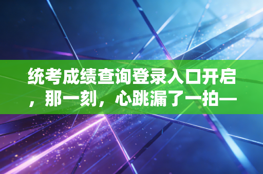 统考成绩查询登录入口开启，那一刻，心跳漏了一拍——致所有在CPA征途上孤独奔跑的勇士