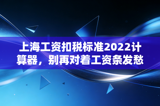 上海工资扣税标准2022计算器,别再对着工资条发愁,带你算清每一分钱
