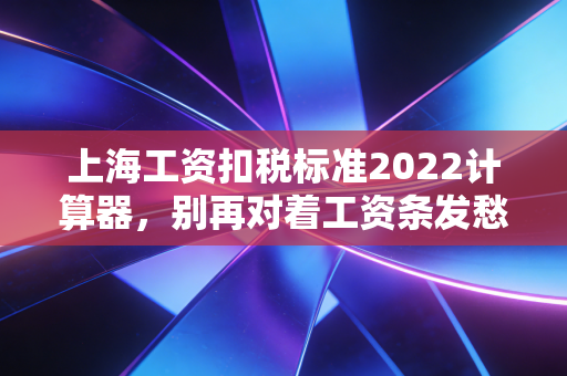 上海工资扣税标准2022计算器,别再对着工资条发愁,带你算清每一分钱