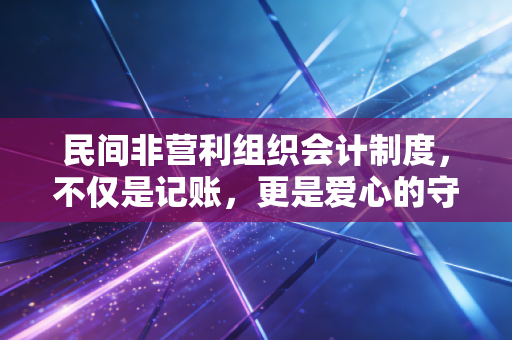 民间非营利组织会计制度，不仅是记账，更是爱心的守护神