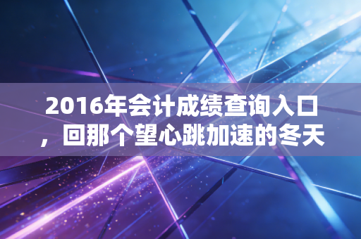 2016年会计成绩查询入口，回那个望心跳加速的冬天，聊聊会计人的过山车人生