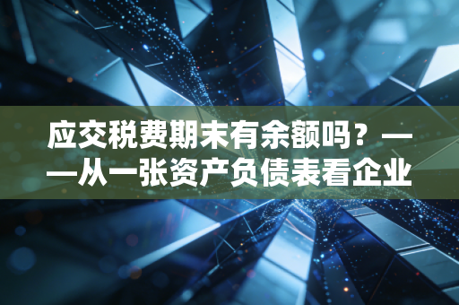 应交税费期末有余额吗？——从一张资产负债表看企业的税务性格