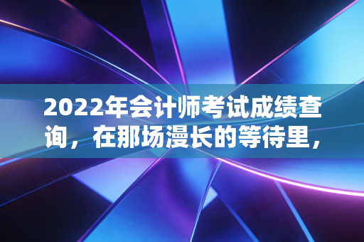 2022年会计师考试成绩查询，在那场漫长的等待里，我们到底在追寻什么？