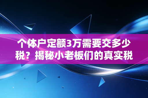 个体户定额3万需要交多少税？揭秘小老板们的真实税负与生存智慧
