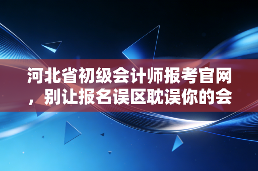 河北省初级会计师报考官网,别让报名误区耽误你的会计路,资深注会带你避坑