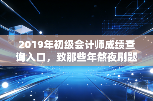 2019年初级会计师成绩查询入口,致那些年熬夜刷题的我们,以及证书背后的真实价值