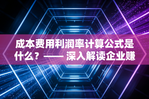 成本费用利润率计算公式是什么？—— 深入解读企业赚钱的真功夫
