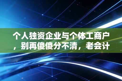 个人独资企业与个体工商户,别再傻傻分不清,老会计告诉你选哪个最划算