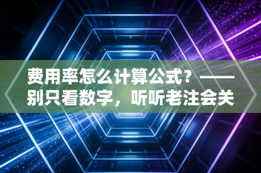 费用率怎么计算公式？——别只看数字，听听老注会关于降本增效的真心话