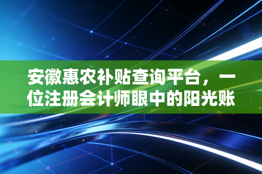 安徽惠农补贴查询平台，一位注册会计师眼中的阳光账本与乡村振兴的底气