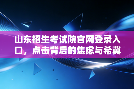 山东招生考试院官网登录入口，点击背后的焦虑与希冀，一位注会老兵的深度观察