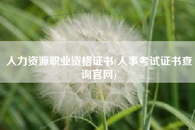 人力资源职业资格证书(人事考试证书查询官网)