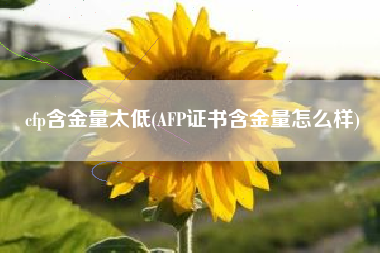 cfp含金量太低(AFP证书含金量怎么样)