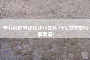 查分数网查成绩初中软件(什么交友软件最靠谱)
