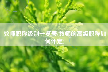 详细阅读:教师职称级别一览表(教师的高级职称如何评定) 教师职称级别一览表(教师的高级职称如何评定)