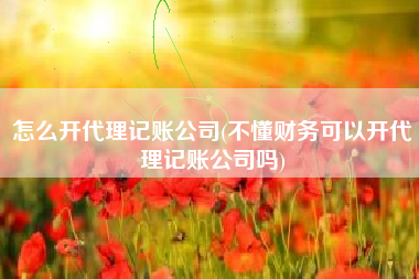 怎么开代理记账公司(不懂财务可以开代理记账公司吗)
