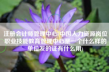 注册会计师管理中心(中国人力资源岗位职业技能教育管理中心是一个什么样的单位发的证有什么用)