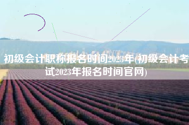 初级会计职称报名时间2023年(初级会计考试2023年报名时间官网)