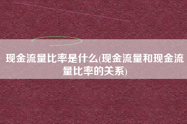 现金流量比率是什么(现金流量和现金流量比率的关系)