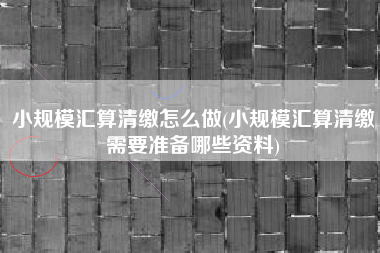 小规模汇算清缴怎么做(小规模汇算清缴需要准备哪些资料)