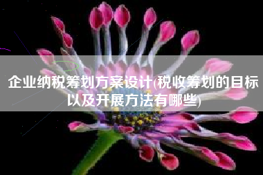 企业纳税筹划方案设计(税收筹划的目标以及开展方法有哪些)