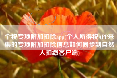 个税专项附加扣除app(个人所得税APP采集的专项附加扣除信息如何同步到自然人扣缴客户端)