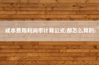 成本费用利润率计算公式(都怎么算的)